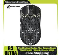 ATTACK SHARK R5 Souris de jeu sans fil ultra fibre de carbone, capteur de jeu PixArt PAW3950MAX, 42000 DPI, 8000 Hz, MCU Nordic 52840 Blanc