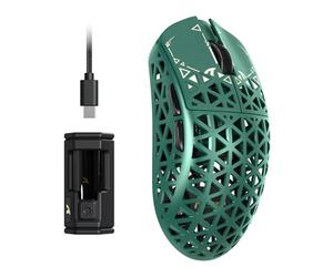 ATTACK SHARK R5 Ultra Souris Gaming sans Fil HyperSpeed Fibre de Carbone, Ultralégère 39g, Filaire 2,4 G/BT/USB-C, Capteur PAW3950MAX, Fréquence d'Interrogation sans 8KHz, 42Kppp, Windows/Mac -Vert