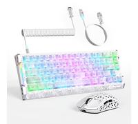 ATTACK SHARK R68 HE & R5 Ultra Ensemble Clavier et Souris en Fibre de Carbone,Clavier à Déclenchement Rapide 8000Hz, Aluminium CNC,Souris sans Fil de 39g, PAW3950MAX, Câble C01 Ultra, Ice Ninja