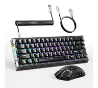 ATTACK SHARK R68 HE & R5 Ultra Ensemble Clavier et Souris en Fibre de Carbone,Clavier à Déclenchement Rapide 8000Hz, Aluminium CNC,Souris sans Fil de 39g, PAW3950MAX, Câble C01 Ultra, Noir