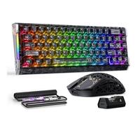 ATTACK SHARK R68 HE & R5 Ultra Ensemble Clavier et Souris en Fibre de Carbone,Clavier à Déclenchement Rapide 8000Hz, Aluminium CNC,Souris sans Fil de 39g, PAW3950MAX, Câble C01 Ultra, Ink Shade