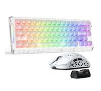 ATTACK SHARK R68HE 8KHz Clavier Gaming Magnétique & Combo Souris R5Ultra | Clavier Filaire Carbon Fiber Aluminium Rapid Trigger RGB + Souris Sans Fil 39g avec 42K DPI PAW3950MAX-Blanc