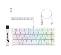 ATTACK SHARK R82 HE Clavier Gaming Filaire 75 %, Switch Magnétique, Polling Rate 8000 Hz, Précision Ultra de 0,005 mm RT, RVB, 5 Couches d’Absorption Sonore, avec Câble LED C01ULTRA(Contour Blanc)