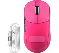 ATTACK SHARK Série X8 Souris Gaming sans Fil, 55-65 g Ultra-Légère, Capteur PixArt PAW3395/3950, Bluetooth/2.4G & USB, Jusqu’à 42 000 DPI, Câble LED C06 Ultra (Rouge Baie + Autocollants, X8 Plus)