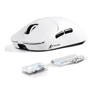 ATTACK SHARK Série X8 Souris Gaming sans Fil, 55-65 g Ultra-Légère, Capteur PixArt PAW3395/3950, Bluetooth/2.4G & USB, Jusqu’à 42 000 DPI, Câble LED C06 Ultra (Blanc, X8 Ultimate)