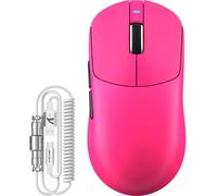 ATTACK SHARK Série X8 Souris Gaming sans Fil, 55-65 g Ultra-Légère, Capteur PixArt PAW3395/3950, Bluetooth/2.4G & USB, Jusqu’à 42 000 DPI, Câble LED C06 Ultra (Rouge Baie, X8 Plus)