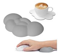 ATTACK SHARK Souris Nuage Repose-Poignet avec Sous-Verre, Repose-Poignet Clavier Ergonomique en Mousse à Mémoire avec Massage, Support de Repos de Paume pour Ordinateur Portable,Jeu, Bureau-Gris