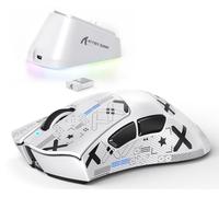 ATTACK SHARK V3PRO Souris Gaming sans Fil avec Station De Recharge Magnétique, PixArt PAW3311, 25000 DPI, BT/2.4GHz/Filaire, 100M Cliques, 500mAh, 65g Ultra-Légère pour PC/Xbox/PS/Mac - Blanc & Ruban