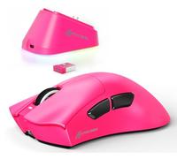 ATTACK SHARK V3PRO Souris Gaming Sans Fil Avec Station De Recharge Magnétique, PixArt PAW3311, 25000 DPI, BT/2.4GHz/Filaire, 100M Cliques, 500mAh, 65g Ultra-Légère Pour Win11/Xbox/PS/Mac - Berryred