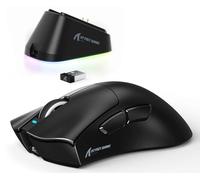 ATTACK SHARK V3PRO Souris Gaming sans Fil avec Station De Recharge Magnétique, PixArt PAW3311,25000 DPI, BT/2.4GHz/Filaire, 100M Cliques, 500mAh, 65g Ultra-Légère pour Win11/Xbox/PS/Mac - Noir