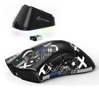 ATTACK SHARK V3PRO Souris Gaming sans Fil avec Station De Recharge Magnétique, PixArt PAW3311, 25000 DPI, BT/2.4GHz/Filaire, 100M Cliques, 500mAh, 65g Ultra-Légère pour PC/Xbox/PS/Mac - Noir & Ruban