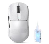 ATTACK SHARK V5 Souris Gamer sans Fil, 53g, Interrupteurs Optiques, Puce Nordic 52840, Capteur PAW3950MAX, Récepteur 8KHz LED, 20000 FPS, 42000 DPI, BT/2.4GHz/Filaire, 500mAh (Blanc + Grip Tape)