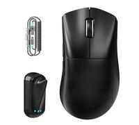 ATTACK SHARK V8 Souris de Jeu sans Fil avec Câble Spirale LED, Nordic 54L15 Chip, PAW3950MAX, 42000DPI, Dual 8000Hz, 59g Léger, Design Dongle Aileron de Requin, 2.4Ghz/BT/Filaire, Noir & Grip Tape