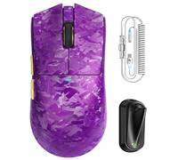 ATTACK SHARK X11 Ultra Souris Gaming sans Fil avec Câble LED C06 Ultra, Coque Composite Fibre de Carbone,54L15 MCU, PAW3950MAX, 8000Hz, BT/2.4G/Filaire,42000 DPI (Violet)