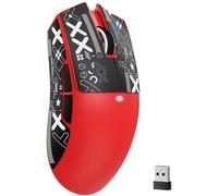 ATTACK SHARK X11SE Souris de Jeu sans Fil, Ultra-légère, 63g, avec Capteur PixArt PAW3311, 22000 PPP, Trimode BT/2,4GHz/Filaire, 1000 Hz, Batterie 300mAh, Double Pilote, pour PC/Mac (Rouge with Tape)
