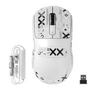 ATTACK SHARK X3MAX Esports Souris de jeu sans fil, capteur de jeu PixArt PAW3950, jusqu'à 42 K DPI, 100 millions de micro, 49 g léger Tri-Mode (BT5.2/2,4 GHz/filaire) avec câble spiralé - Blanc et