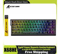 ATTACK SHARK X68 HE Clavier magnétique à déclenchement rapide 8 KHz, précision RT 0,01 mm, disposition 60%, RVB, prise en charge RT/Snap Tap/DKS/MT/TGL Contours blancs