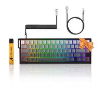 ATTACK SHARK X68 HE Clavier magnétique à déclenchement rapide 8 kHz, précision RT de 0,01 mm, clavier de jeu filaire RVB 60 % TKL avec actionnement réglable, Snap Tap, câble spiralé, pour PC/Mac (Moon