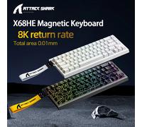 ATTACK SHARK X68HE X68Pro He clavier mécanique magnétique pour Pro Gaming 0.01mm déclenchement rapide 8000Hz SOCD/Rs 0.125ms taux 128K White Line Wireless