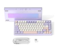 ATTACK SHARK X75 Via Clavier Mécanique sans Fil en Aluminium Complet, BT/2.4GHz/USB-C Filaire, Hot-Swap Interrupteurs Linéaires RVB, Disposition 75% QWERTY avec Rembourrage à 5 Couches -Violet