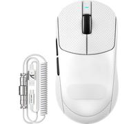 ATTACK SHARK X8 Plus Souris Gamer sans Fil avec Câble LED C06 Ultra, 55g Ultra-Légère, Grande Taille, Capteur PixArt PAW3395PRO, Modes BT/2.4G/USB-C, 40000 DPI, Batterie 500mAh (Blanc+Ruban adhésif)