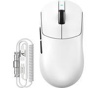 ATTACK SHARK X8 Plus Souris Gamer sans Fil avec Câble LED C06 Ultra, 55g Ultra-Légère, Grande Taille, Capteur PixArt PAW3395PRO, Modes BT/2.4G/USB-C, 40000 DPI, Batterie 500mAh (Blanc)