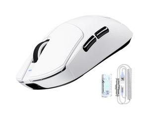 ATTACK SHARK X8 Ultra 8KHz Souris Gaming Sans Fil, 55g Ultraléger, Nordic 52840, PAW3950MAX, 42KDPI, BT/2.4Ghz/Filaires, Revêtement Nano Frais, Grosses Mains, 500mAh, Griptape, SW & Web Driver (Blanc)