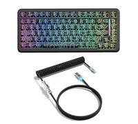 ATTACK SHARK X82PRO HE Clavier Magnétique Sans Fil 75 % avec Déclenchement Rapide, Clavier Gaming Filaire 8000, Switchs à Effet Hall à Actionnement Réglable, QWERTY, RGB, C01 Câble Spiralé RGB -Noir