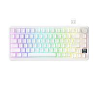 ATTACK SHARK X85PRO Clavier mécanique sans Fil avec écran TFT et Bouton, Clavier de Jeu 75% QMK monté sur Joint, 2,4 G/BT/USB-C Filaire, échangeable à Chaud, 4000 mAh, NKRO, RVB(Contours Blancs)