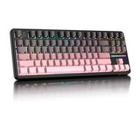 ATTACK SHARK X87 80% Clavier de Jeu mécanique sans Fil,Joint échangeable à Chaud BT/2,4G/USB-C,commutateur linéaire RVB 4000mAh,Capuchon de Touche PBT dégradé gravé sur Le côté pour PC/Mac-Noir Rose