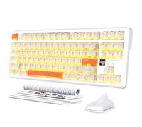 Attack Shark X87 Ultra Clavier Gaming&câble spiralé RVB, Blanc | Bluetooth/2,4 GHz/filaire, 8 kHz, remplaçable à chaud, 10000mAh, 16,8 millions de couleurs RVB, récepteur sans fil