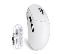 ATTACK SHARK X8Plus Souris de jeu sans fil ultra-légère avec DPI 40 K, capteur PAW 3395PRO, puce Broadcom BK52820, commutateur HUANO, pilote Web, trois modes avec câble RVB - Blanc