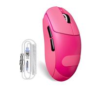 ATTACK SHARK X8Plus Souris de jeu sans fil ultra-légère avec DPI 40 K, capteur PAW 3395PRO, puce Broadcom BK52820, commutateur HUANO, pilote Web, trois modes avec câble RVB - Rouge baie et autocollant