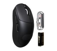 ATTACK SHARK X8PRO Souris de jeu sans fil ultralégère 55g avec câble spiralé et bande antidérapante pour mains moyennes/grandes, fréquence d'interrogation 8K, 2,4 GHz/filaire/BT, 40000 DPI -Noir
