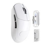 ATTACK SHARK X8PRO Souris de jeu sans fil ultralégère 55g avec câble spiralé et bande antidérapante pour mains moyennes/grandes, fréquence d'interrogation 8K, 2,4 GHz/filaire/BT, 40000 DPI -blanche