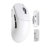 ATTACK SHARK X8PRO Souris de jeu sans fil ultralégère 55g avec câble spiralé pour mains moyennes et grandes,fréquence d'interrogation 8K, 2,4 GHz/filaire/BT, 40 000 dpi, capteur optique PAW3395-Blanc