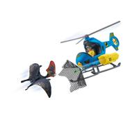 Attaque aérienne, Coffret schleich avec 1 hélicoptère, 1 figurine humaine et 1 dinosaure tapejara, Ensemble de Jouets