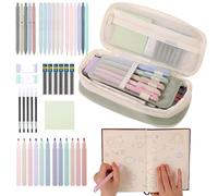Attaque De Crayon - Ensemble De Papeterie Esthétique Complet | 12 Surligneurs 5 Stylos Noirs 6 Stylos Colorés 6 Crayons Mécaniques Recharge Les Effacements Et Le Bloc-notes | École Office Writing