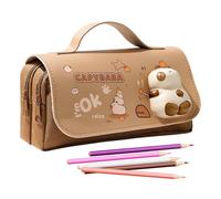 Attaque De Crayon - Grande Capacité Organisateur De Papeterie Panda Capybara Pour L'école, Voyage, Bureau Avec Stockage Multi-compartiment, Pochette De Porte-stylo Pour Hommes Et Femmes, 8.27x4.13x2.1
