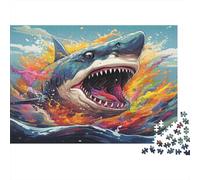 Attaque de requinPuzzles 1000 Pièces pour Adultes, Style Art numériquejeux Éducatifs, Décoration D'intérieur38x26cm/1000pcs
