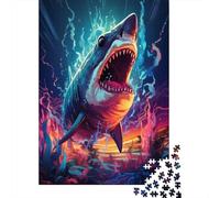 Attaque Requin géant Premium Carton 1000 Pièces Style Art numérique Puzzle, Défi Éducatif Adultes/Adolescents, Cadeau & Activité Maison, Couleurs Vives pour Enthousiastes 38x26cm/1000pcs