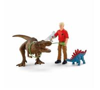 Attaque Tyrannosaure Rex Dinosaurs Figurine, Coffret schleich avec 1 figurine humaine articulée et 1 figurine Trex et 1 figurine béb