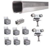 ATTAS MEA Kit complet de ferrures pour porte coulissante et portail de grange - Type 0, jusqu'à 90 kg | 2-4-6 m | Rail en C extérieur |montage mural|Rail de guidage et chariot roulant
