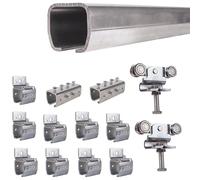 ATTAS MEA Kit complet de ferrures pour porte coulissante et portail de grange - Type 1, jusqu'à 200 kg| 2-4-6 m |Rail en C extérieur |montage mural|Rail de guidage et chariot roulant