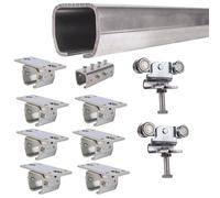 ATTAS MEA Kit complet de ferrures pour porte coulissante et portail de grange - Type 1, jusqu'à 200 kg | 2-4-6 m | Rail en C extérieur | Montage au plafond | Rail de guidage et chariot roulant
