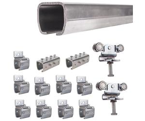 ATTAS MEA Kit complet de ferrures pour porte coulissante et portail de grange - Type 1, jusqu'à 200 kg| 2-4-6 m |Rail en C extérieur |montage mural|Rail de guidage et chariot roulant