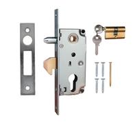 ATTAS Serrure à Crochet Portails Coulissants - Mortaise En Galva Acier Imperméable,Ensemble pour Fixation Arrière de Porte 30 MM,Hakenfallenschloss,Éclairage D'Extérieur,Comprenant Cylindre,Pz Château