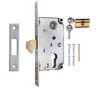 ATTAS Serrure à Crochet Portails Coulissants - Mortaise En Galva Acier Imperméable,Ensemble pour Fixation Arrière de Porte 40 MM,Hakenfallenschloss,Éclairage D'Extérieur,Comprenant Cylindre,Pz Château