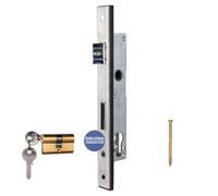 ATTAS Serrure à mortaise avec cylindre profilé pour tourniquet mesure mandrin 25 mm pour portail de jardin, serrure de cadre tubulaire, adaptée aux profils de cadre, tubes ronds,