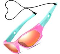 ATTCL Enfant Lunettes de soleil polarisées Sport pour garçons et filles de 3 à 10 ans UV400 Ultra Léger TR90 Flexible Cadre 5025 Pink-Blue